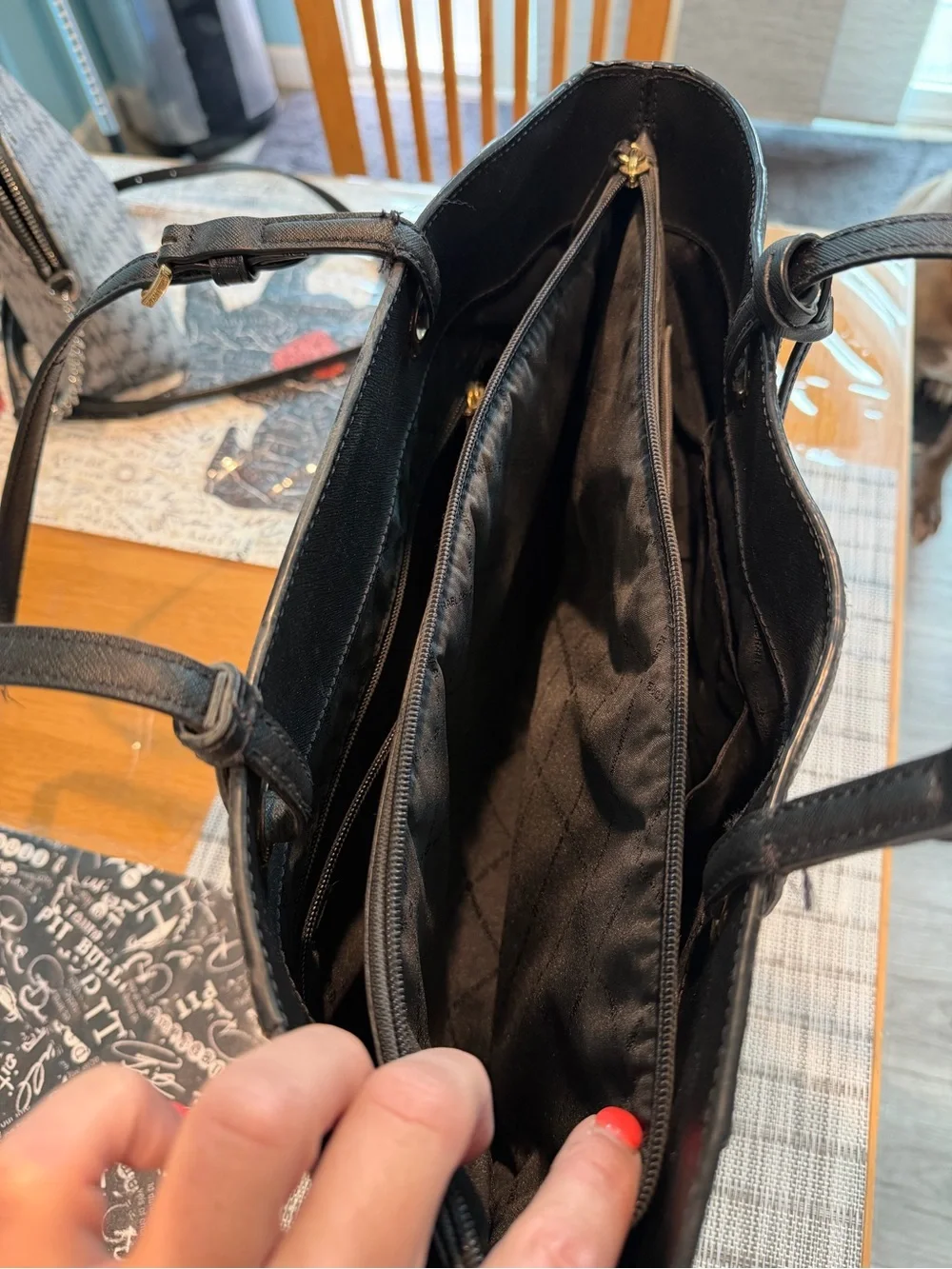 Michael Kors Black Saffiano Tote with Gold Hardware